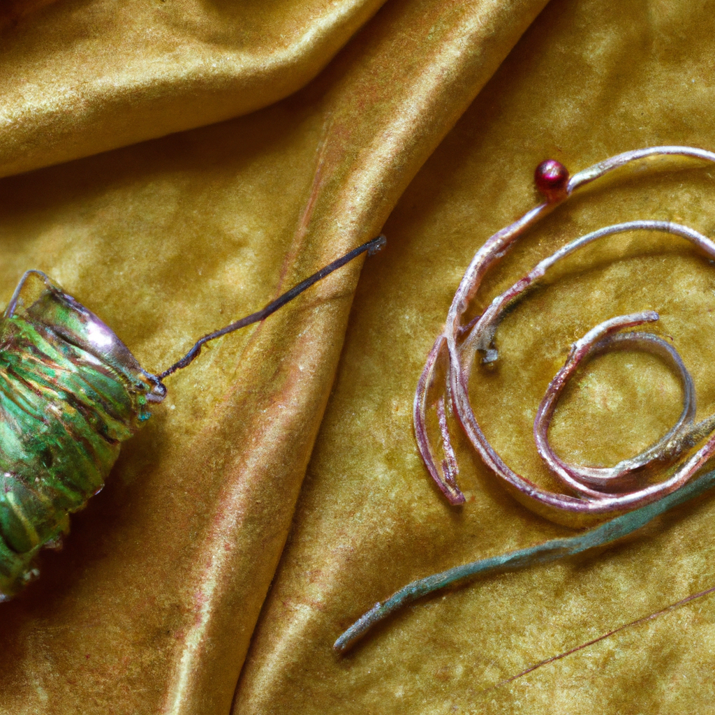 Top view of handmade jewelry workspace with wire wrapping tools and polished gemstones
